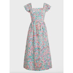 J.Crew Ruffle Sleeve Midi Dress Floral Cotton A Line Cottagecore US 8 NWT